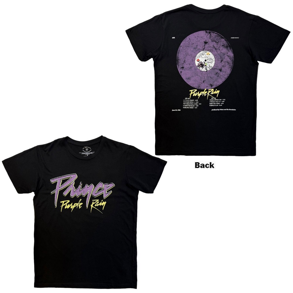 Prince - Purple Rain 40th Anniversary Mens Tshirt - Black